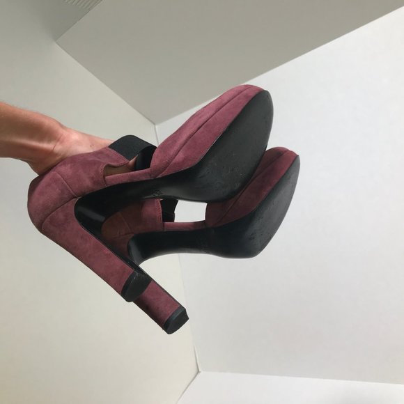 J. Crew 7 Italian Suede Platform Mary Janes Heels - Picture 6 of 8